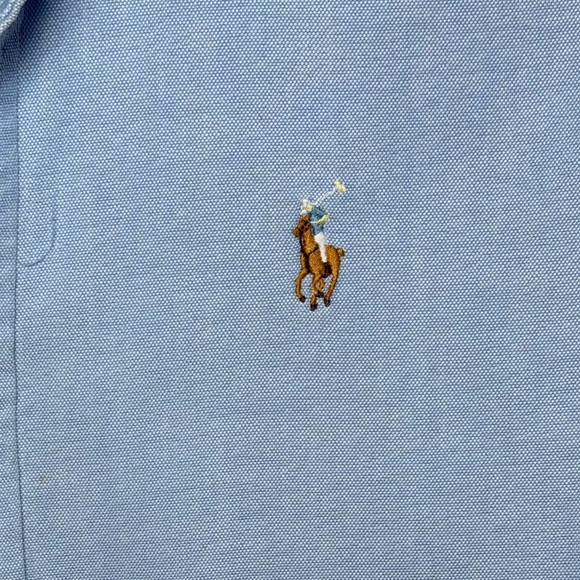 Ralph Lauren Blue Super Slim Fit Oxford Button Down Shirt Size 4 - Picture 4 of 4